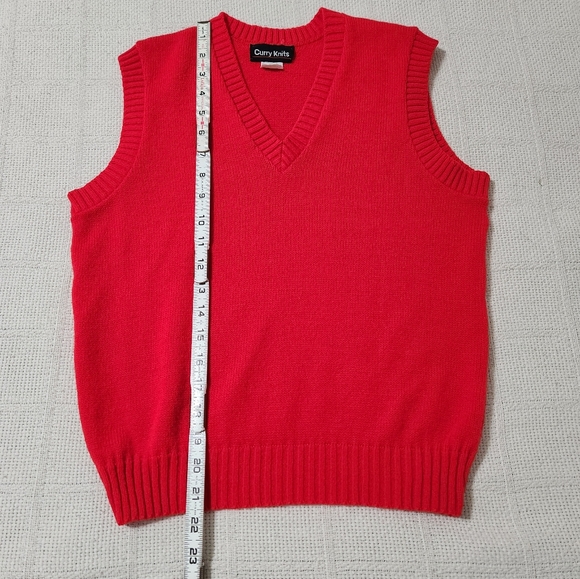 Vintage Red Sweater Vest By Curry Knits Size Medium - Picture 4 of 6